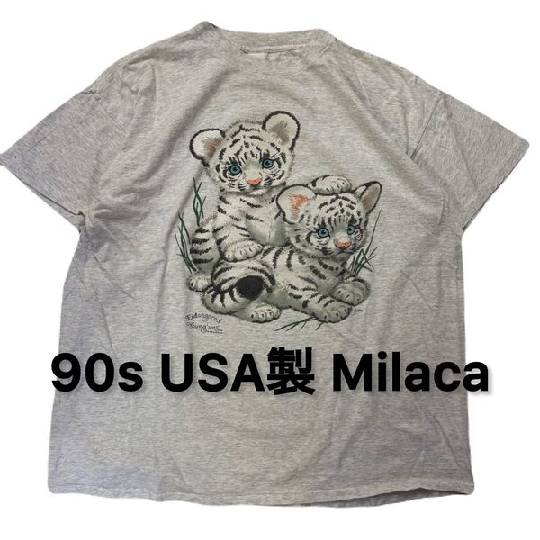 90s USA製 Milaca アニマルプリント Tee ヴィンテージ Tシャツ ビンテージ ヴィンテージ アメカジ アメリカ製