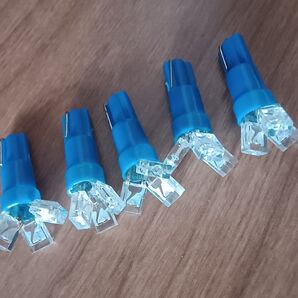 T5 LED 拡散型 LED 3連 バルブ ブルー DC12V 車 ウェッジ球 5ケ 未使用 全数点灯確認 LEDバルブ