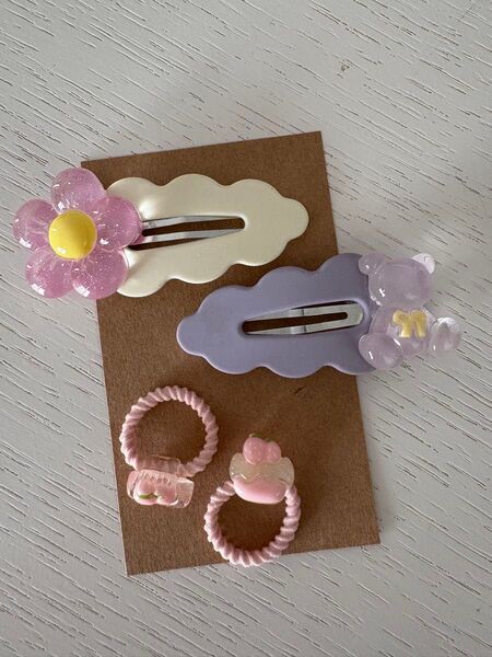 髪飾り ハンドメイド ミニチュア プレゼントにも 花 ヘアピン セット ヘアゴム
