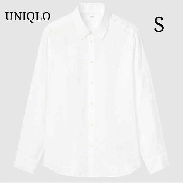 【UNIQLO】ユニクロ (S) プレミアムリネンシャツ 長袖 麻100% レディース