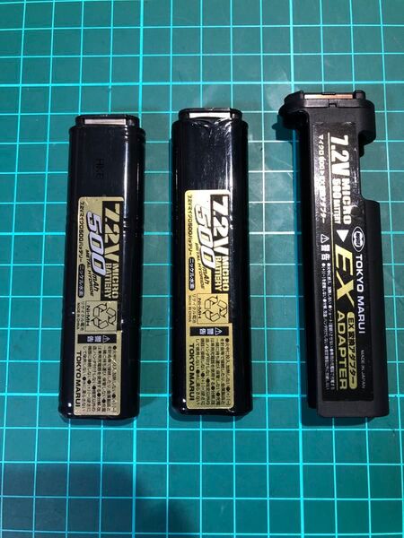 東京マルイ 7.2v MICRO BATTERY 500mAh ×2 とEX変換アダプター×1