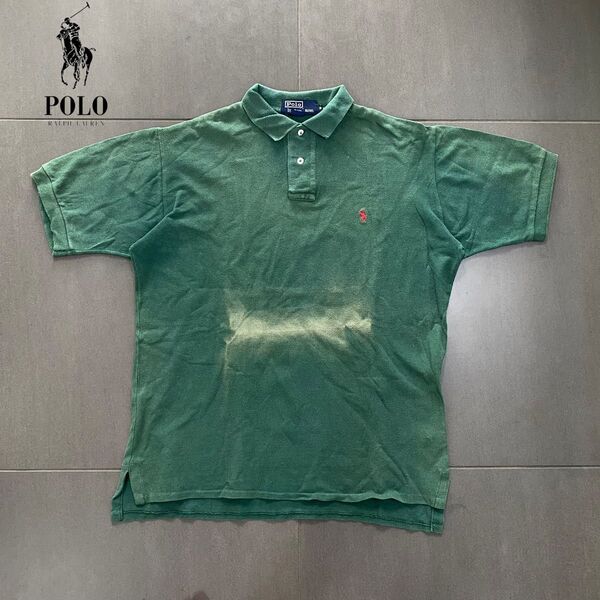 POLO Ralph Lauren ポロ ラルフローレン スモールポニー刺繍 ダメージポロシャツ グリーン sizeS