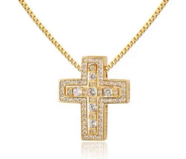 新品 クロスネックレス 925シルバー ゴールドカラー 十字架 ペンダント ユニセックス アクセサリー