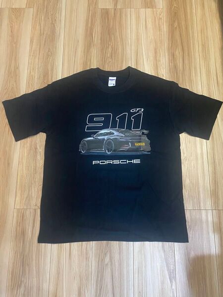 ポルシェ GT3 プリントTシャツ 黒 911