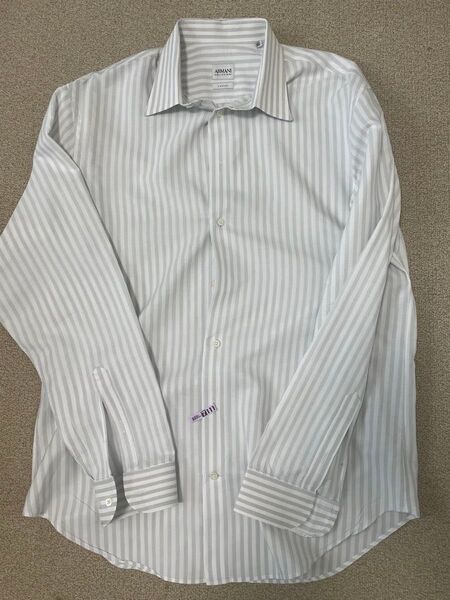 ARMANI アルマーニ ドレス シャツ 白 ストライプ 42 16 1/2