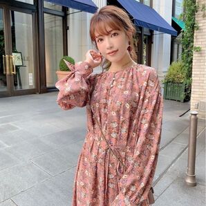 新品タグ付き ミコアメリ 花柄シフォンワンピース ロングワンピース ワンピース ワンピース 長袖ワンピース MICOAMERI