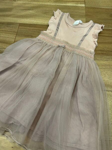 ワンピース 半袖 キッズ ドレス 半袖ワンピース チュール size100