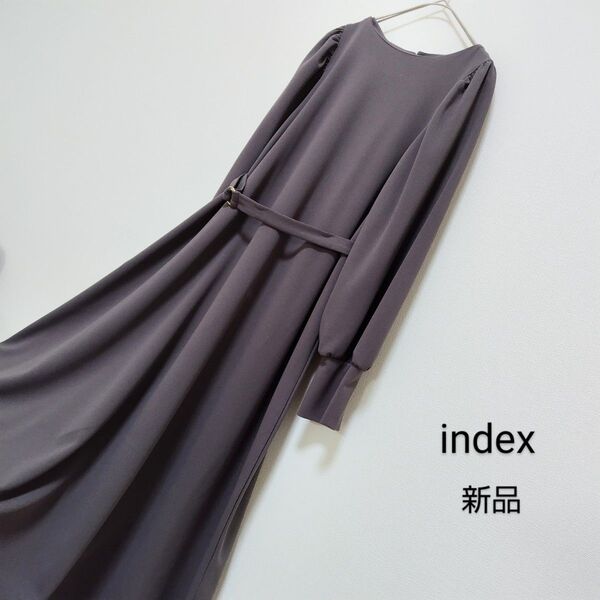 新品未使用タグ付き インデックス index ジョーゼットパフスリーブワンピース M