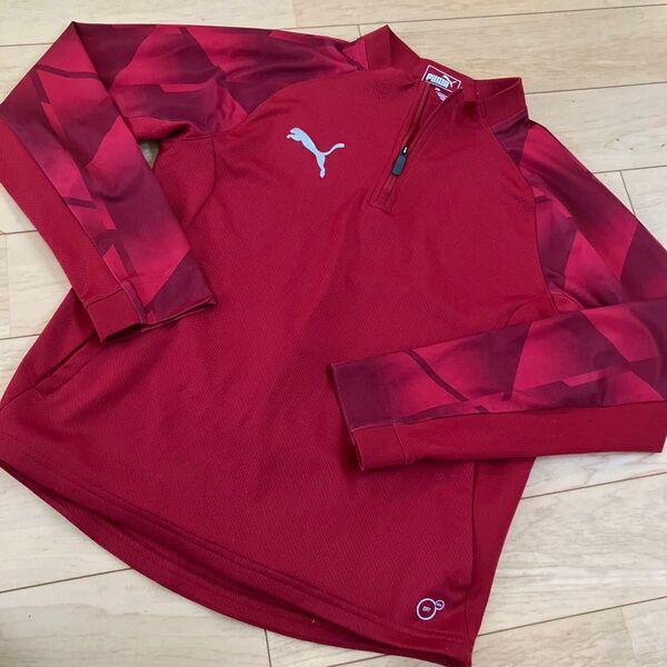 プーマ 長袖 ジャージ tシャツ 150 赤 トレーニングトップ ハーフジップ 男の子 キッズ