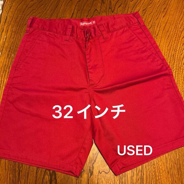 Supreme Work Short Red ☆32インチ☆USED☆シュプリームワークハーフパンツ☆レッド ショートパンツ