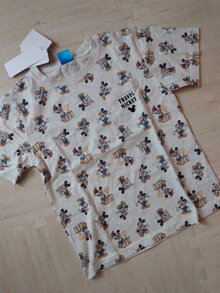 ミッキー ディズニー 半袖 Tシャツ 総柄 綿100