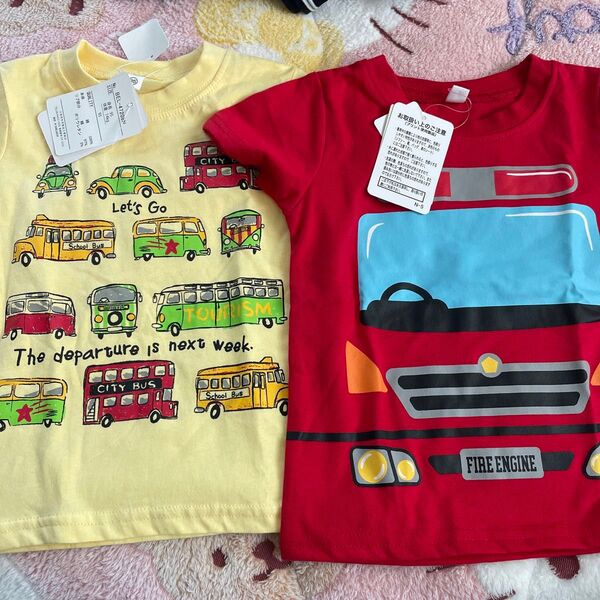 消防車 Tシャツ 95 半袖Tシャツ 2枚セット