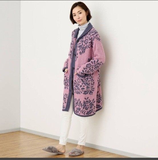 大津毛織 吸湿発熱ホットテックス ふわふわモコモコ ファンシーヤーン着る毛布 カシス