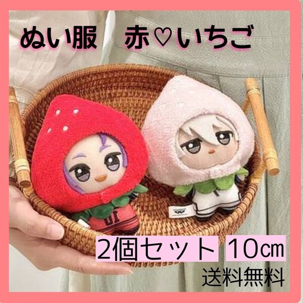 ぬい服 いちご 赤 着せ替え オタ活 推し活 被り物 ぬいぐるみ 可愛い レッド コスチューム イベント イチゴ狩り