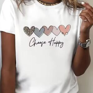 最終価格!ハート5個 Tシャツ レディース女性 ホワイトMサイズ