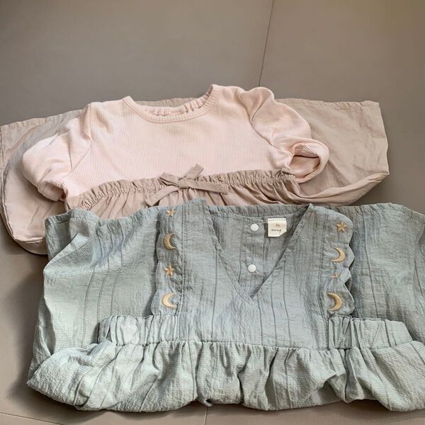 cottoli*ワンピース2枚セット売り*ベビー服くすみカラー*サイズ80*長袖