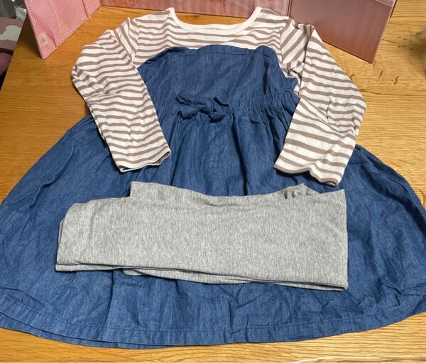 プティマイン ボーダーワンピース レギンス セット 120cm
