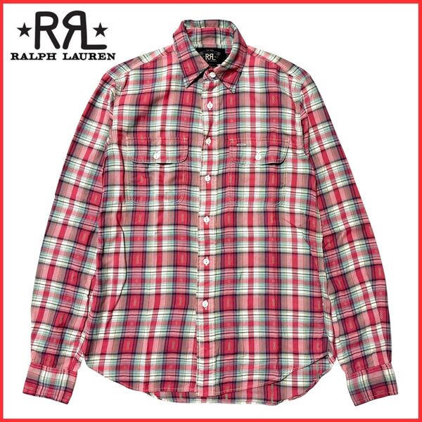 RRL Ralph Lauren ダブルアールエル ラルフローレン 長袖 総柄 ワーク チェック シャツ ピンク 1