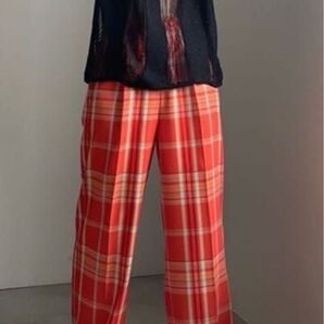 新品 Ameri MADRAS CHECK STRAIGHT PANTS チェック柄 パンツ