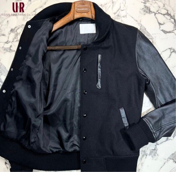 美品★URBAN RESEARCH★ラムレザー★スタジャン ブラック★size M