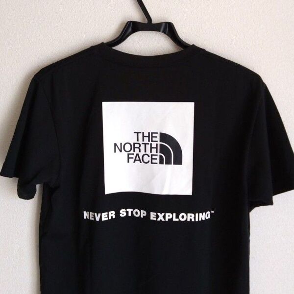 未使用 THE NORTH FACE ブラック Tシャツ ホワイト BOX ロゴ men's M ノースフェイス 半袖Tシャツ 黒