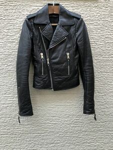 balenciaga バレンシアガ ダブルライダースジャケット レザー 34 黒