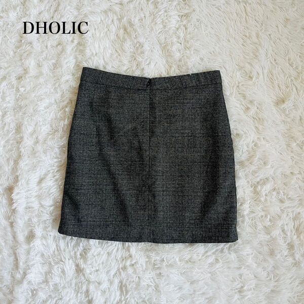 ディーホリック DHOLIC チェック柄 ミニスカート タイトスカート 台形スカート オフィスカジュアル グレー Sサイズ