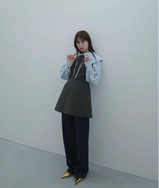 24h以内発送 CLANE APRON TOPS チャコールグレー フリーサイズ