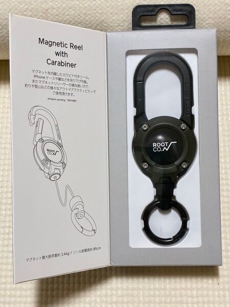 ROOT CO. GRAVITY MAGREEL 360 マグネット カラビナ リール カラー:カーキ