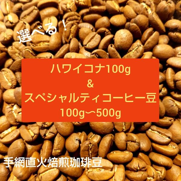 選べる!手網直火焙煎珈琲豆ハワイ100gとスペシャルティコーヒー豆