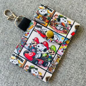 ハンドメイド ミニポーチ スヌーピー マリオ