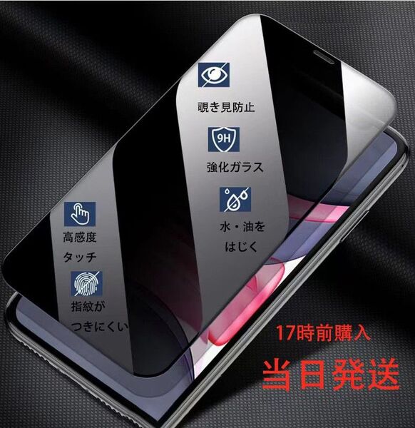 二枚セットIPhone14PROMAX用覗き見防止強化ガラス保護フィルム→本日発