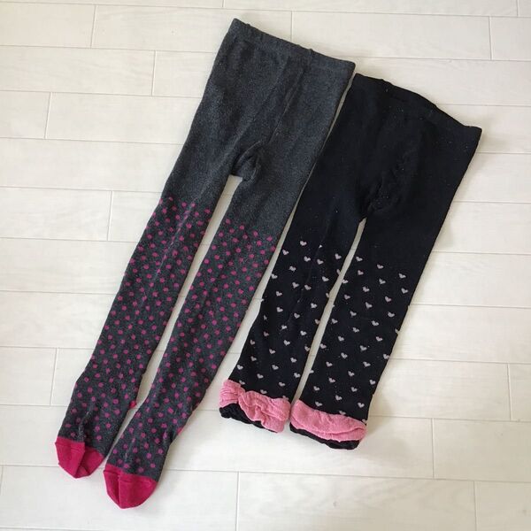 女の子用レギンス・タイツまとめ売り サイズ105 ブラック 黒 タイツ スパッツ 水玉 ピンク