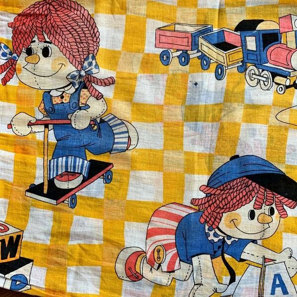 70年代 USED 巾着ラガディ アン&アンディ USED リメイク ヴィンテージ生地 ハンドメイド コレクション キャラクター カントリー アメリカン