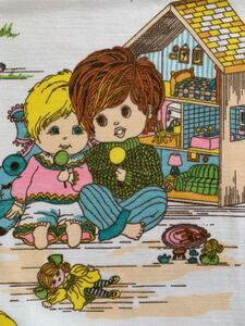 70's ヴィンテージ カーテン リメイク ハンドメイド コレクション ファンシー 昭和レトロ アンティーク生地 はぎれ ファンシー 子供柄