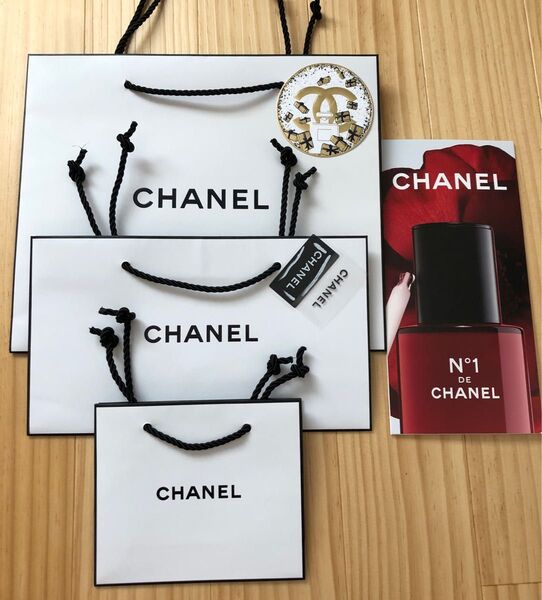 最終★★CHANEL ショップ袋 大 中 小 3枚 ムエット ロゴシール