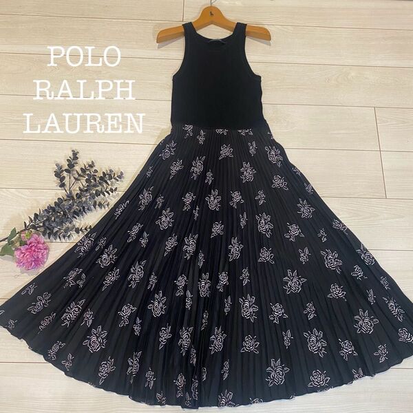 POLO RALPH LAUREN ポ ラルフローレン プリーツロングワンピース 花柄