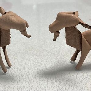 革製 ヤギの置物 2個セット ハンドメイド