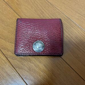 ケイシイズ レザー財布 赤 バッファローボタン