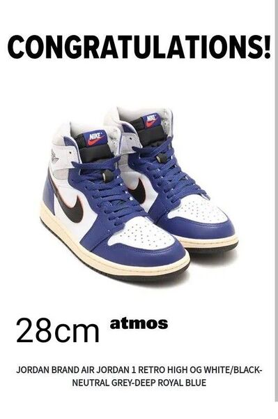 NIKE Air Jordan 1 HIGH OG DEEP ROYAL BLUE Rare Air 28cm