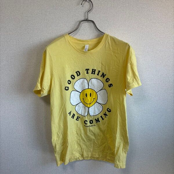 Printed Cotton Co. スマイルTシャツ イエロー 古着 Mサイズ
