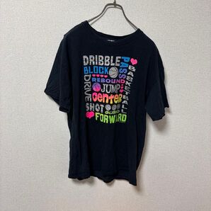 バスケットボール Tシャツ 黒 プリント おしゃれ 古着 Lサイズ