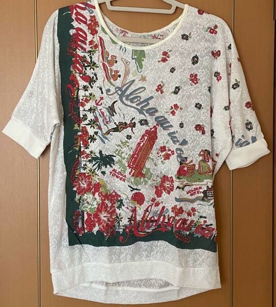 【未使用】アロハプリント 半袖Tシャツ 3L