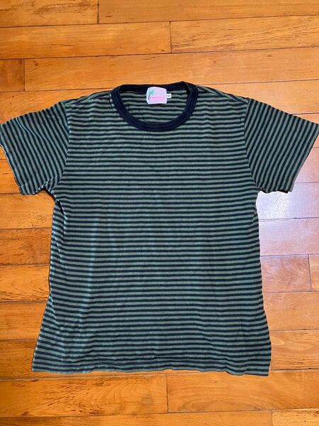 Reminisence ボーダーTシャツ グリーン×ネイビー Mサイズ