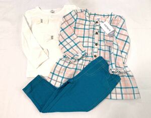  new goods #Carter's Carter's girl 18M 1 -years old half 3 pieces set tunic leggings shirt Ribon check *