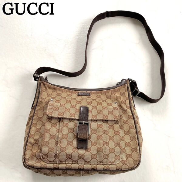 希少★GUCCI グッチ GG総柄 キャンバス ハーフムーン ショルダーバッグ 価格の相談大歓迎です♪