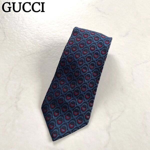 美品★GUCCI グッチ ネクタイ 総柄 シルク100% ⑤ 価格の相談大歓迎です♪