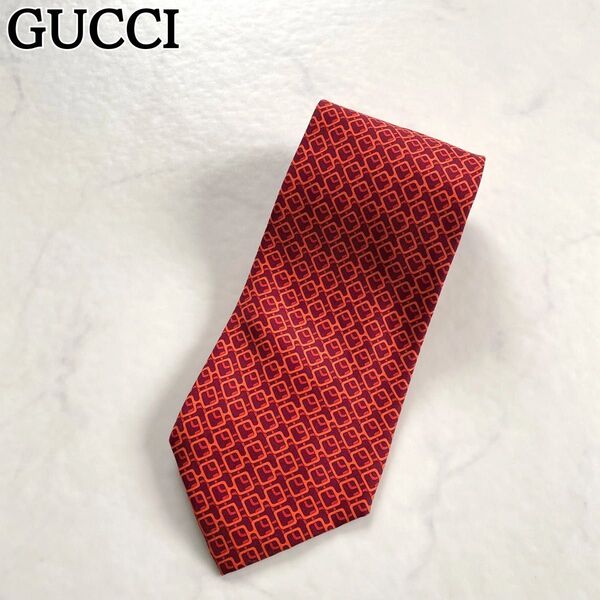 美品★GUCCI グッチ ネクタイ 総柄 シルク100% ⑥ 価格の相談大歓迎です♪