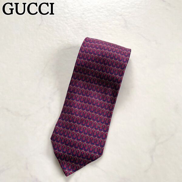 美品★GUCCI グッチ ネクタイ 総柄 シルク100% ⑦ 価格の相談大歓迎です♪