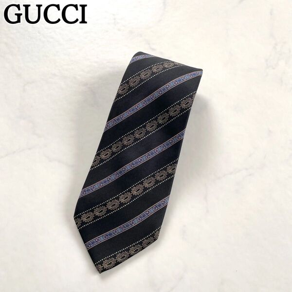 美品★GUCCI グッチ ネクタイ 総柄 シルク100% ⑧ 価格の相談大歓迎です♪